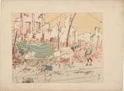 Temporary Omnibus (in the street of Kyōbashi) from the series Collection of Woodblock Prints of the Taishō Earthquake - Series II
